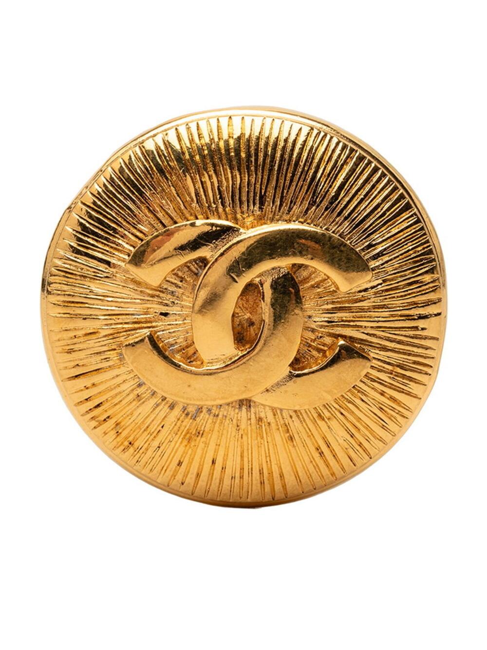 Chanel Cc Logo Round Brooch Metal #275855C69B